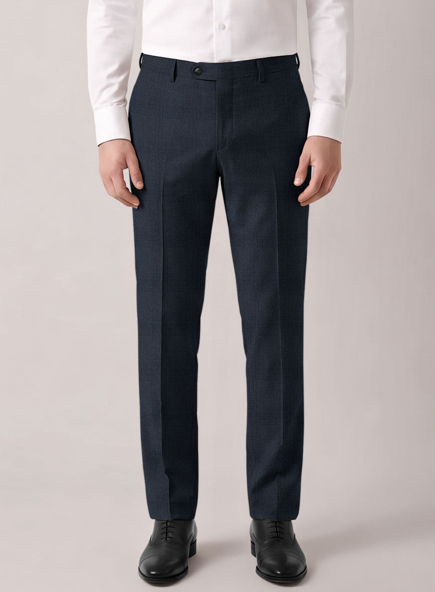 VBC Perennial Imperial Navy Glen Check Wool Pants - StudioSuits