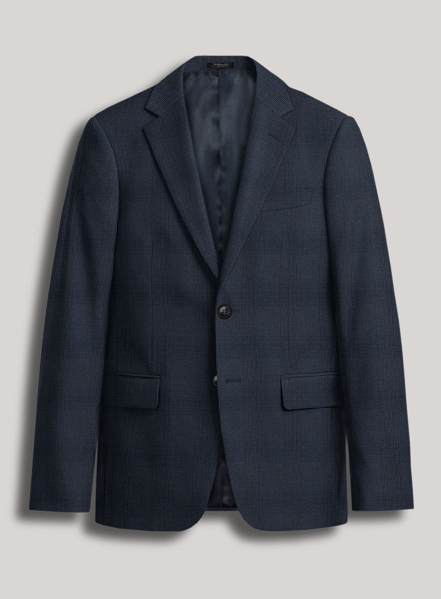 VBC Perennial Imperial Navy Glen Check Wool Jacket - StudioSuits