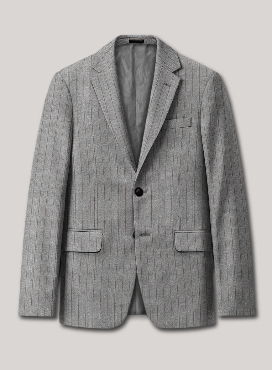 VBC Perennial Light Gray Stripe Wool Jacket - StudioSuits