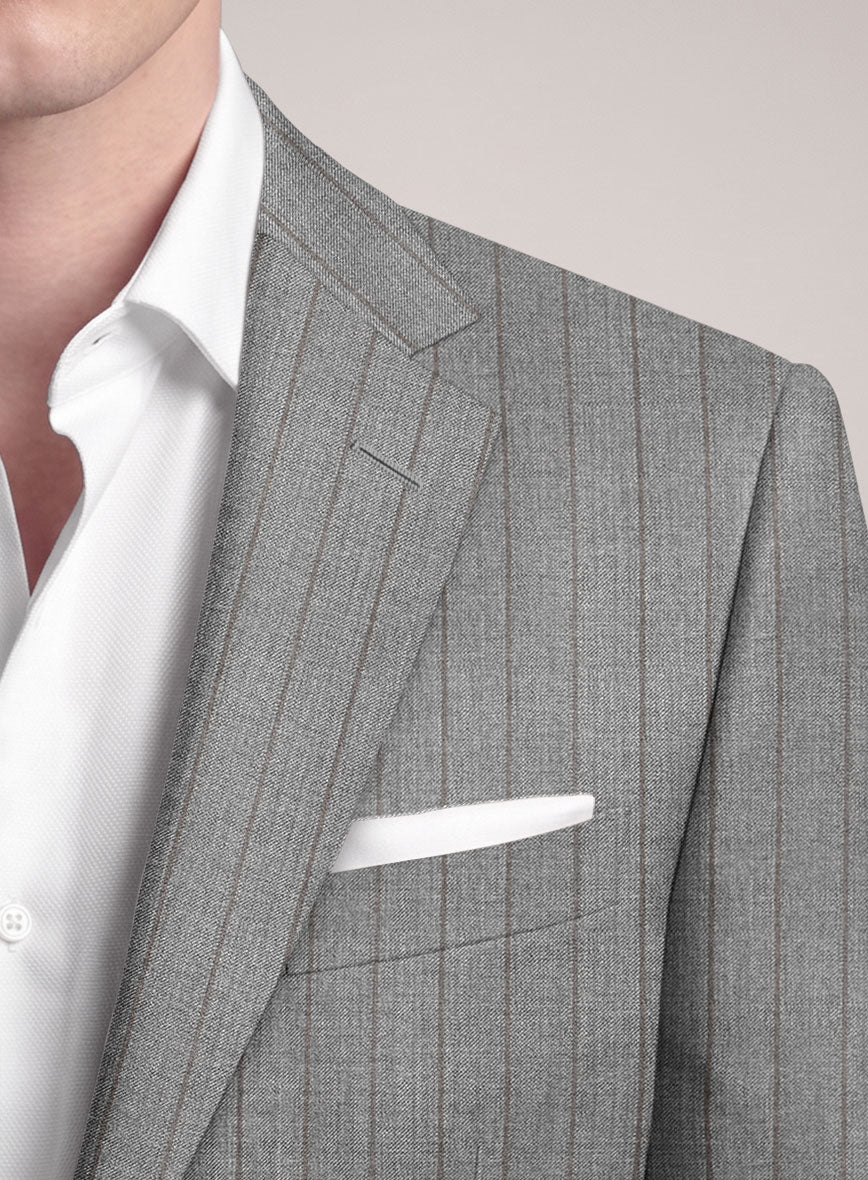 VBC Perennial Light Gray Stripe Wool Jacket - StudioSuits