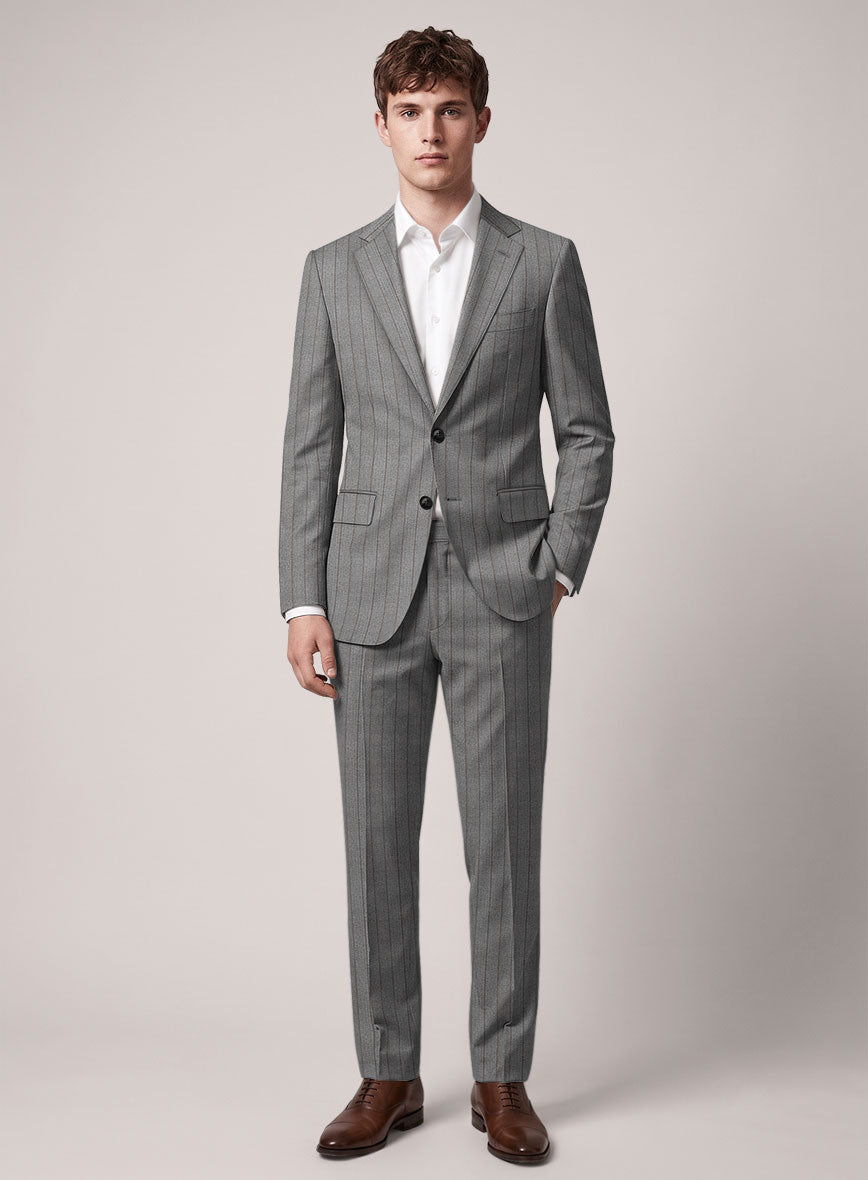 VBC Perennial Light Gray Stripe Wool Suit - StudioSuits