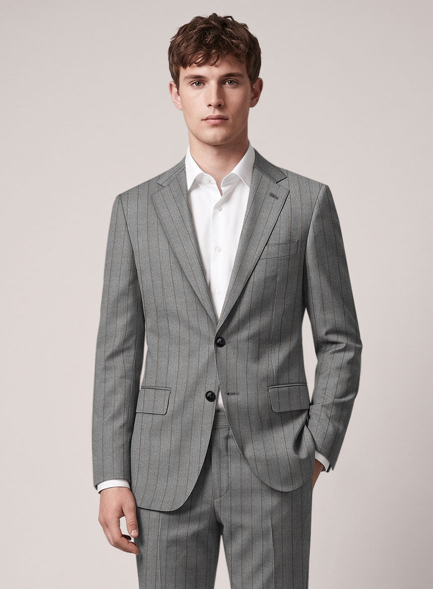 VBC Perennial Light Gray Stripe Wool Suit - StudioSuits