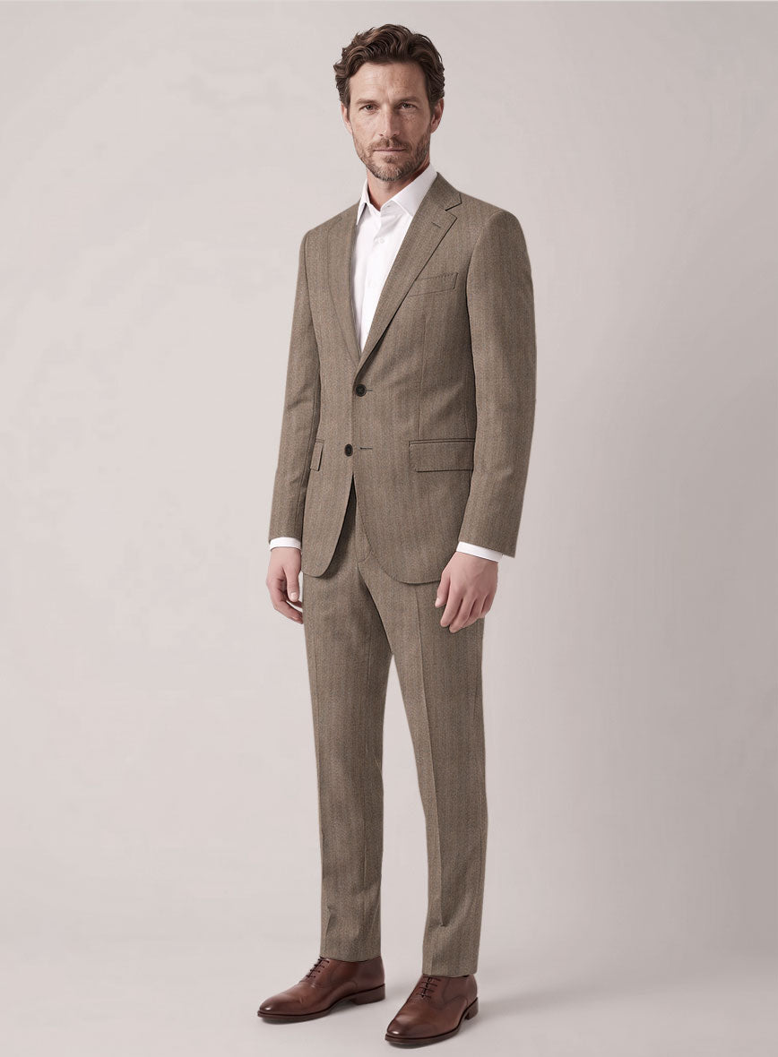 VBC Perennial Mocha Herringbone Wool Suit - StudioSuits