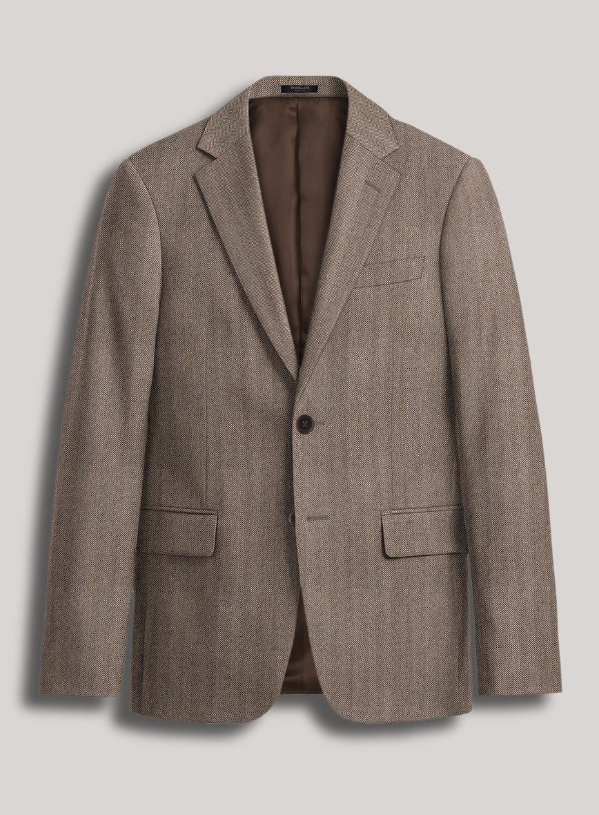 VBC Perennial Mocha Herringbone Wool Suit - StudioSuits