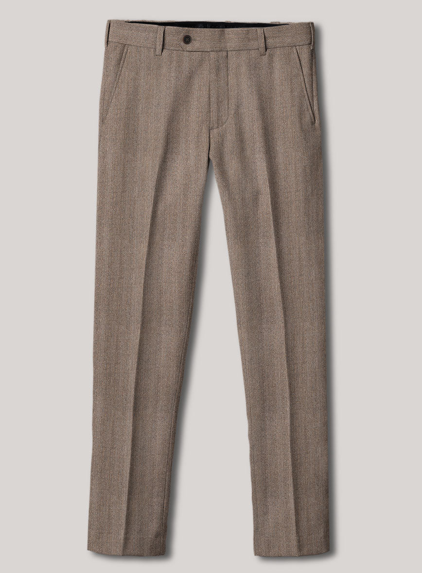 VBC Perennial Mocha Herringbone Wool Pants - StudioSuits