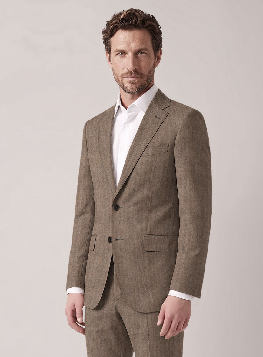 VBC Perennial Mocha Herringbone Wool Jacket - StudioSuits