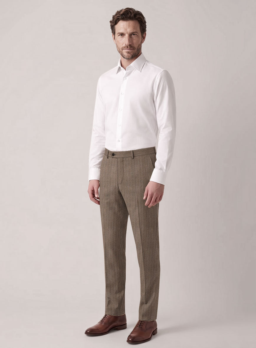 VBC Perennial Mocha Herringbone Wool Pants - StudioSuits