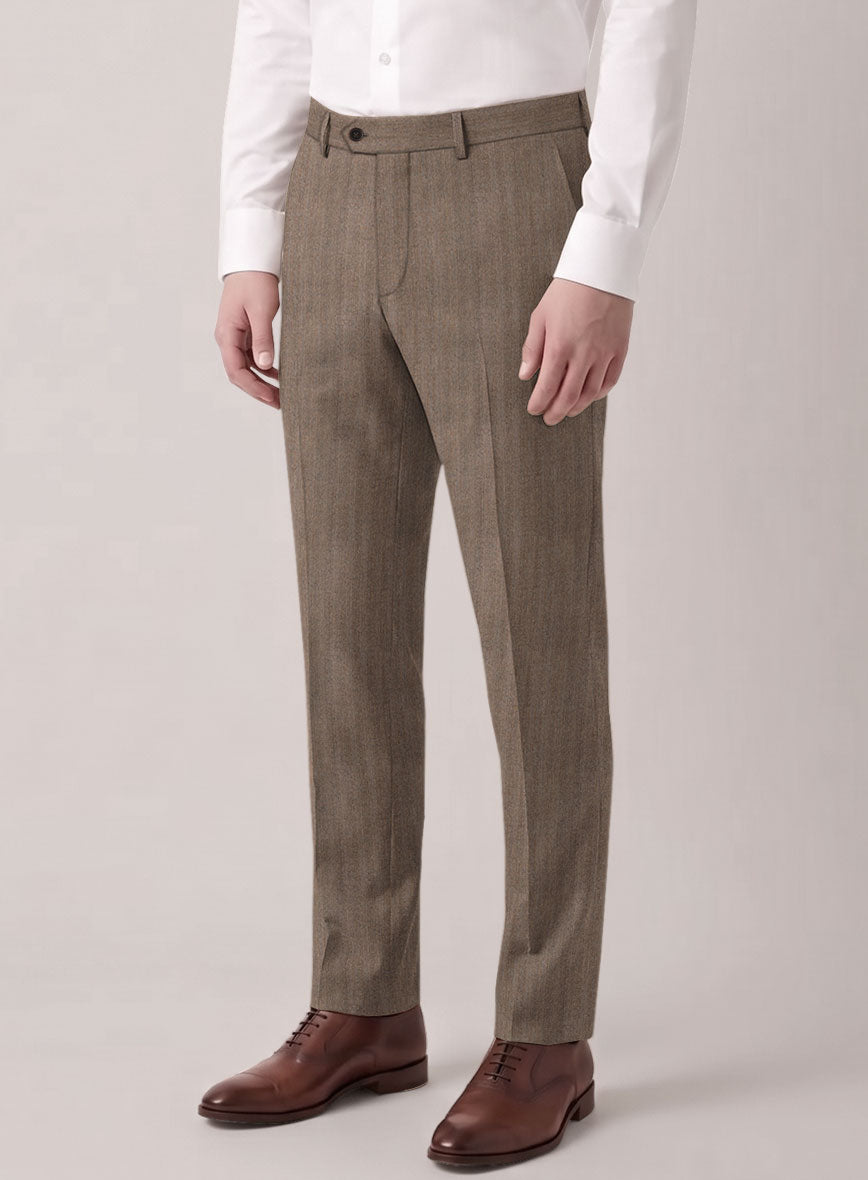 VBC Perennial Mocha Herringbone Wool Pants - StudioSuits