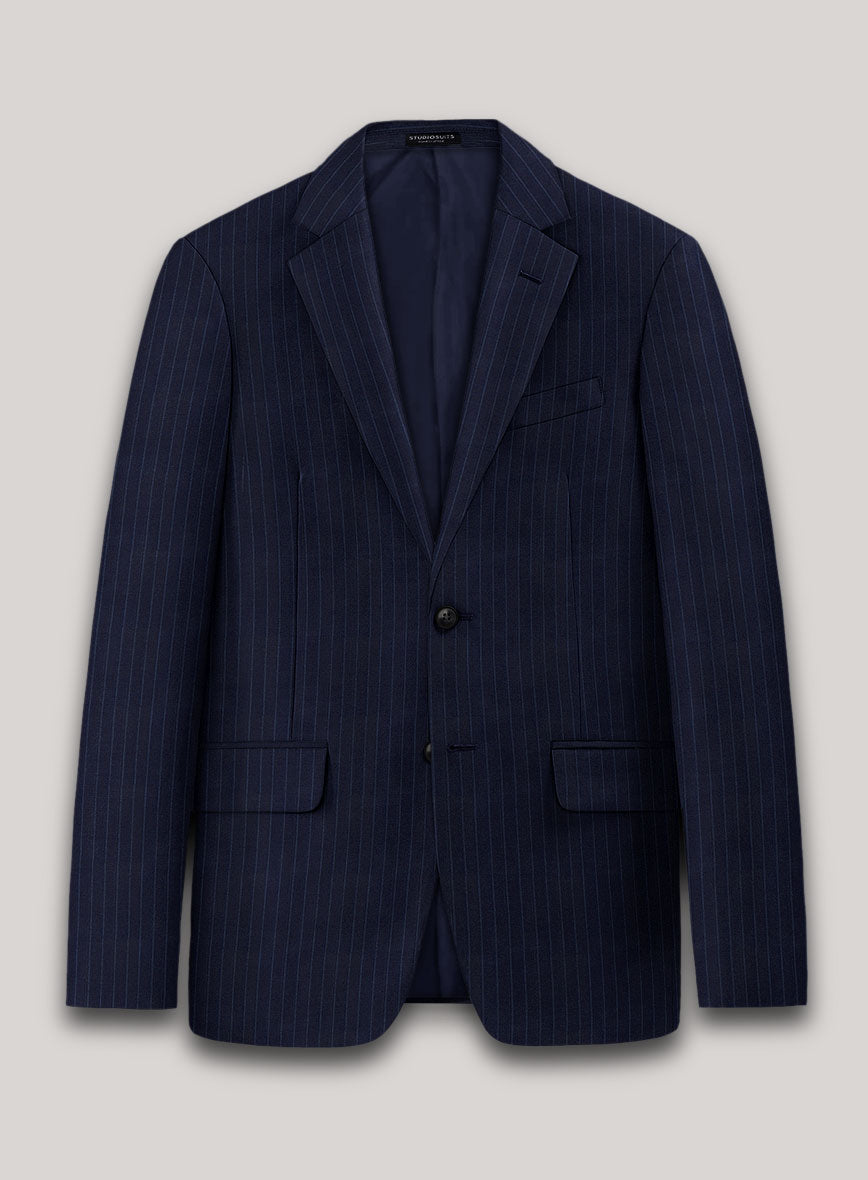 VBC Perennial Navy Blue Pinstripe Wool Jacket - StudioSuits