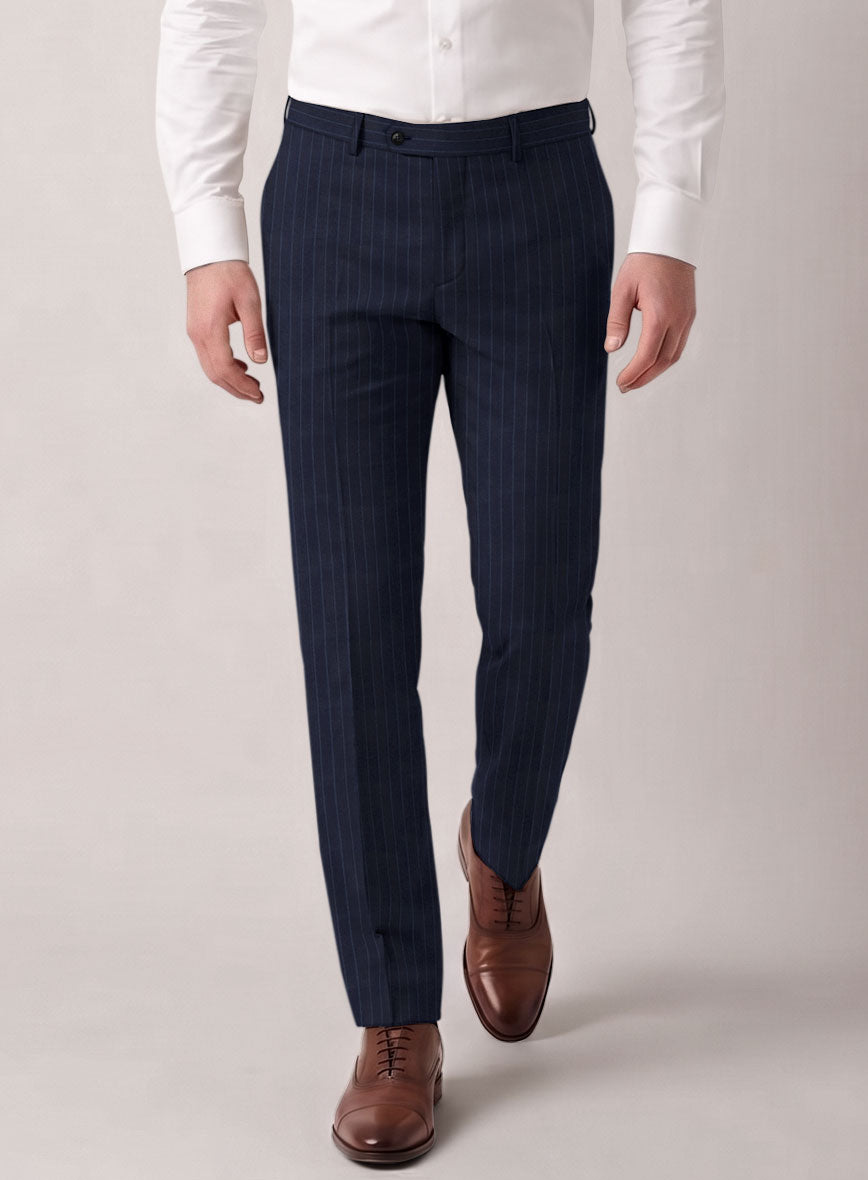 VBC Perennial Navy Blue Pinstripe Wool Pants - StudioSuits