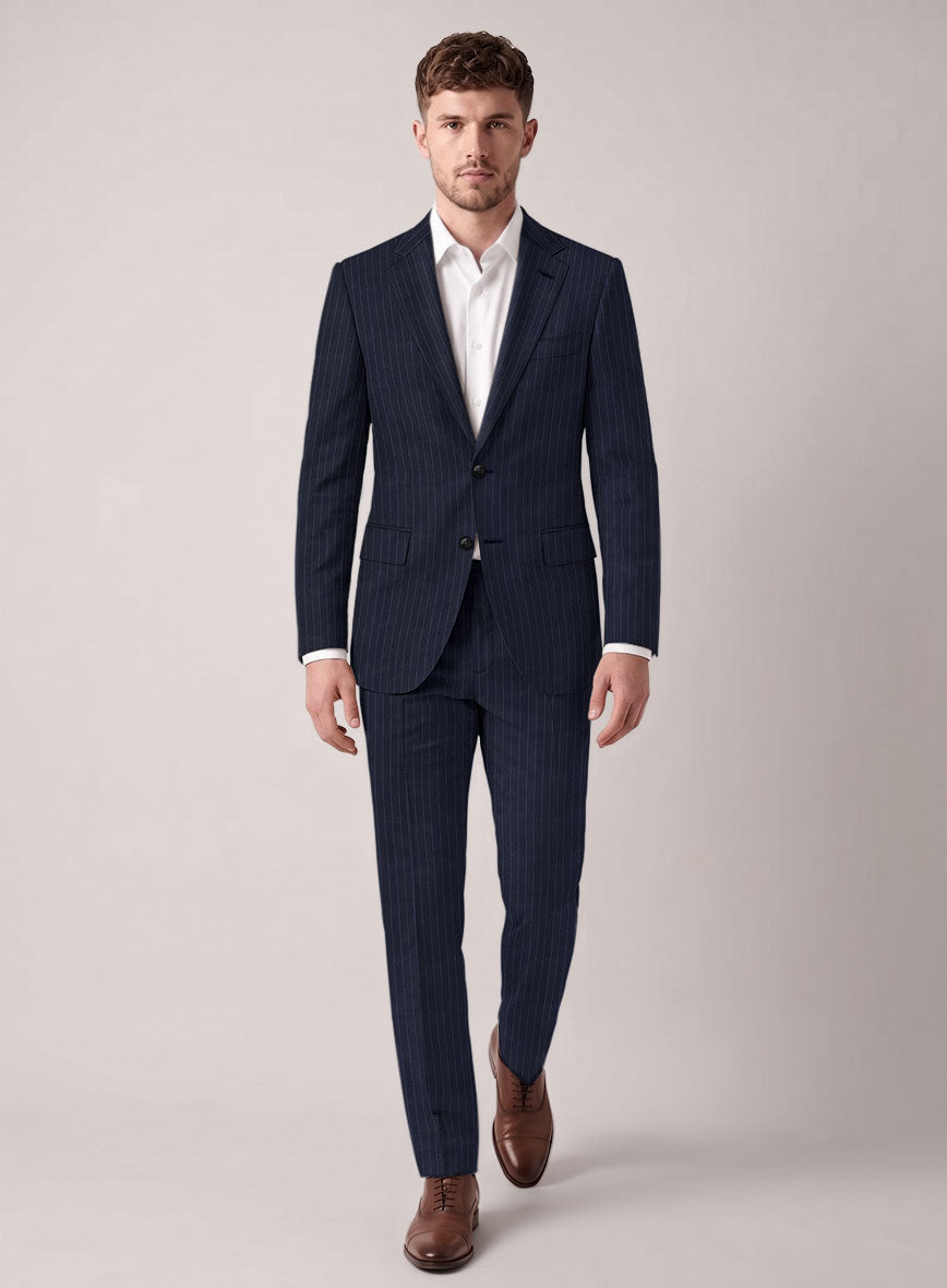 VBC Perennial Navy Blue Pinstripe Wool Suit - StudioSuits