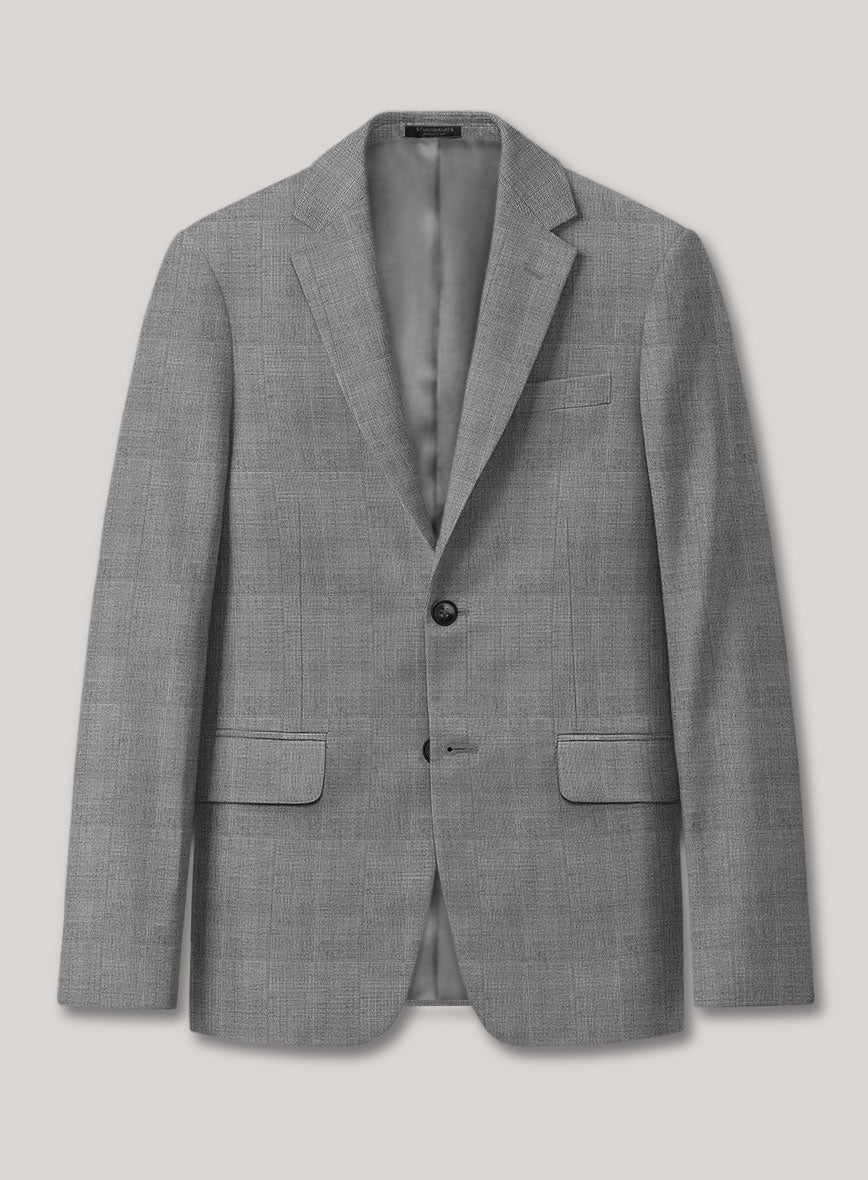 VBC Perennial Platinum Gray Check Wool Jacket - StudioSuits