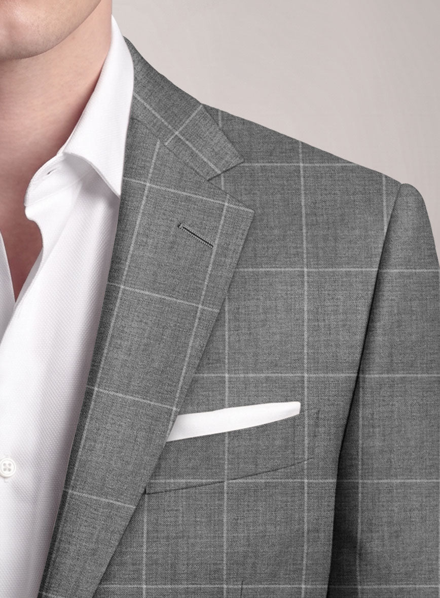 VBC Perennial Steel Gray Windowpane Wool Suit - StudioSuits