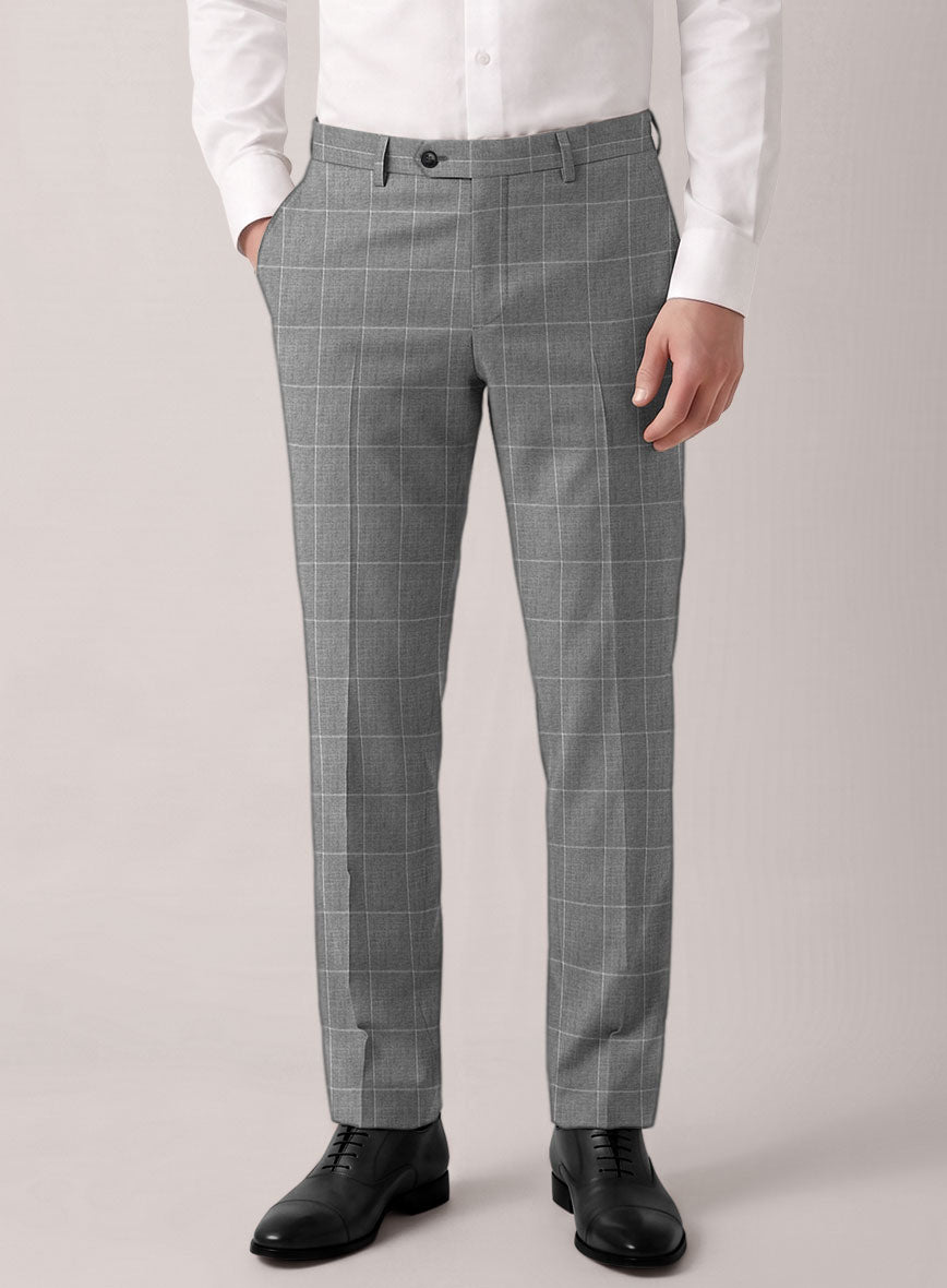 VBC Perennial Steel Gray Windowpane Wool Suit - StudioSuits