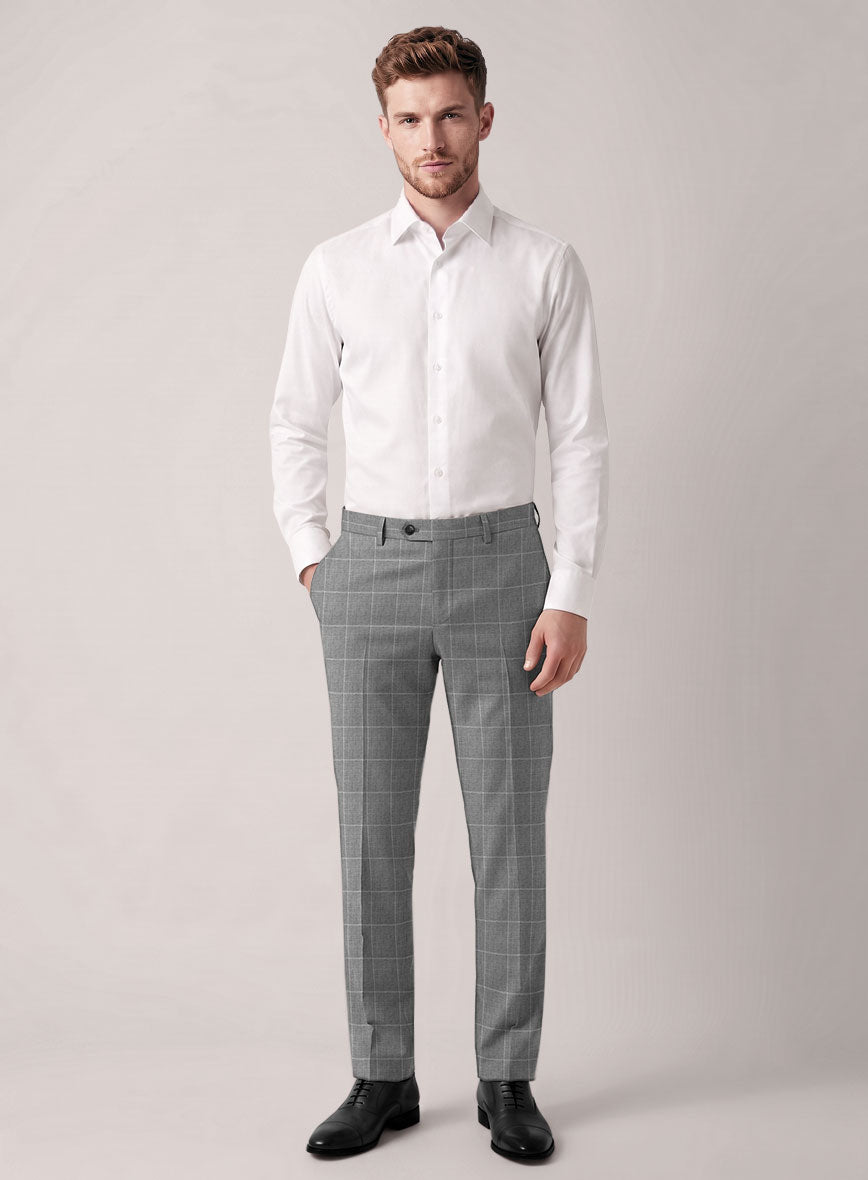 VBC Perennial Steel Gray Windowpane Wool Suit - StudioSuits