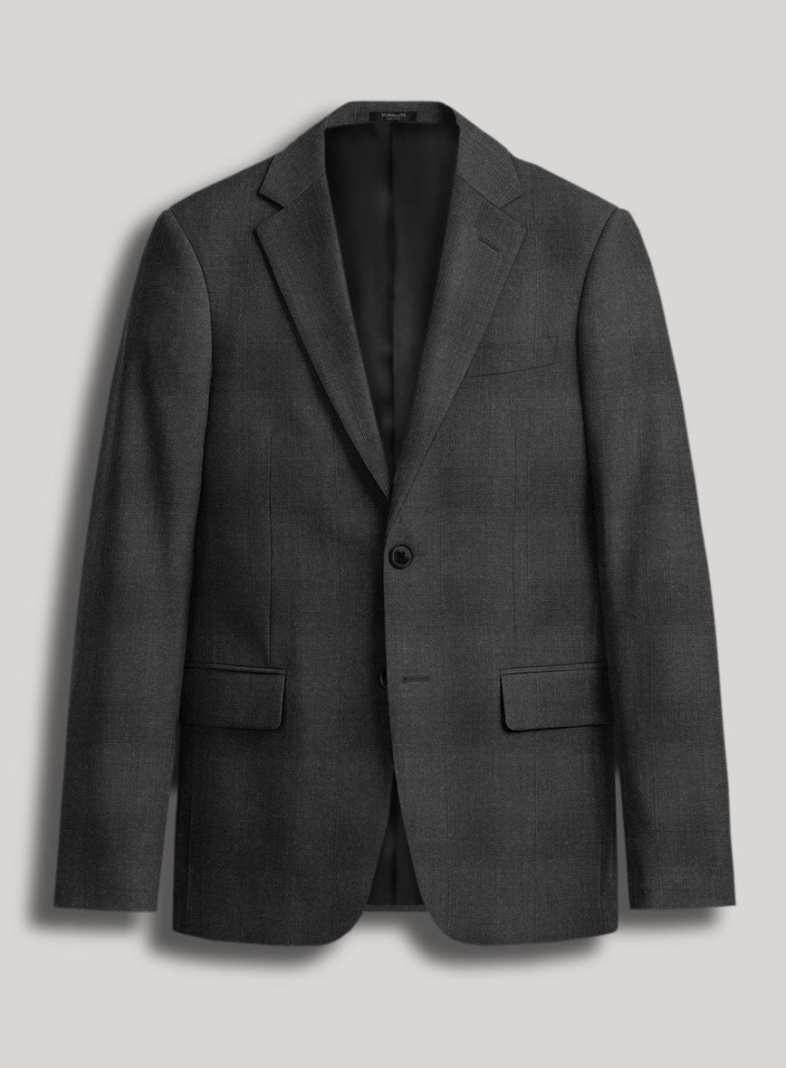 VBC Perennial Titanium Gray Check Wool Jacket - StudioSuits