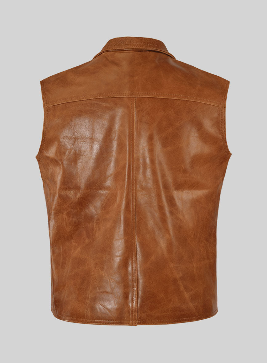Velvo Cognac Biker Leather Vest – StudioSuits