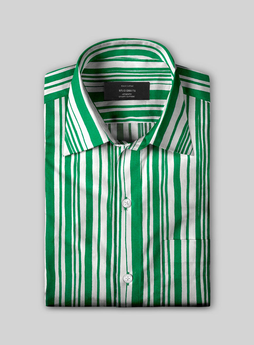 Verdant Streak Cotton Shirt - StudioSuits