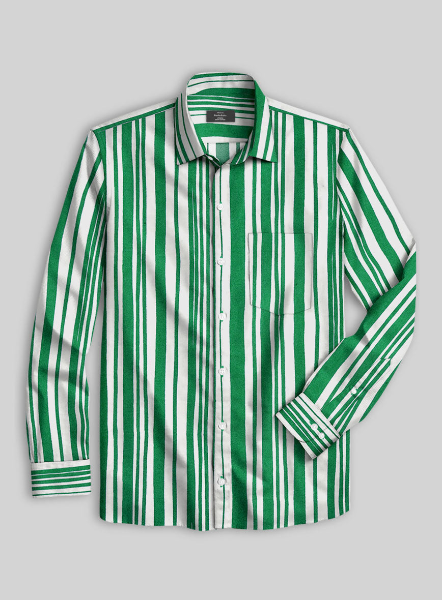 Verdant Streak Cotton Shirt - StudioSuits