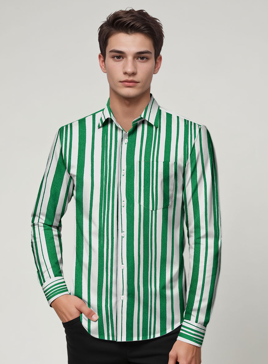Verdant Streak Cotton Shirt - StudioSuits