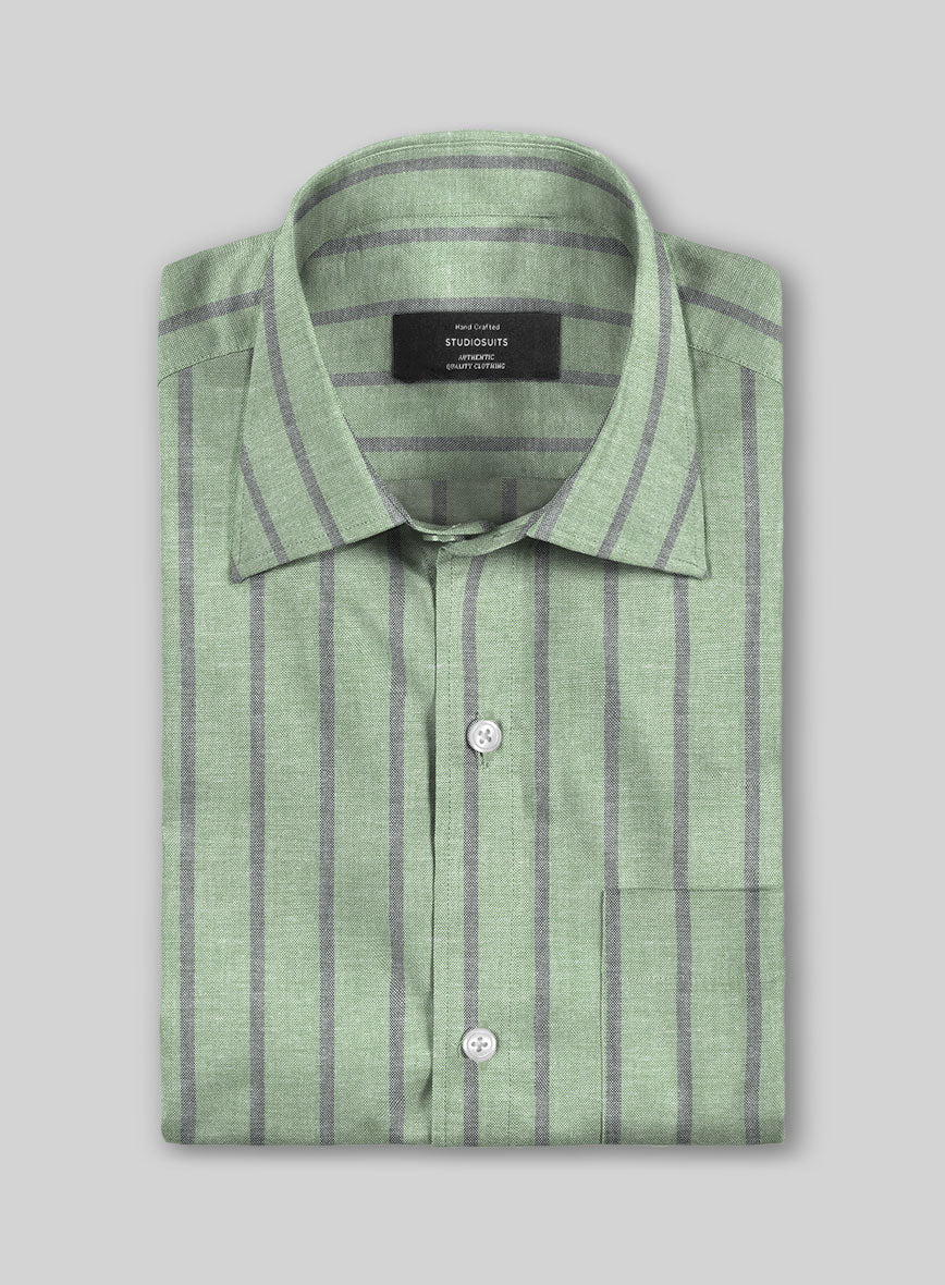 Verdigris Stripe Organic Cotton Shirt - StudioSuits