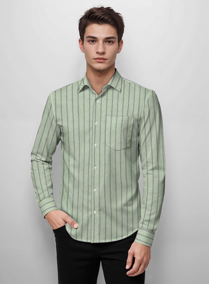 Verdigris Stripe Organic Cotton Shirt - StudioSuits