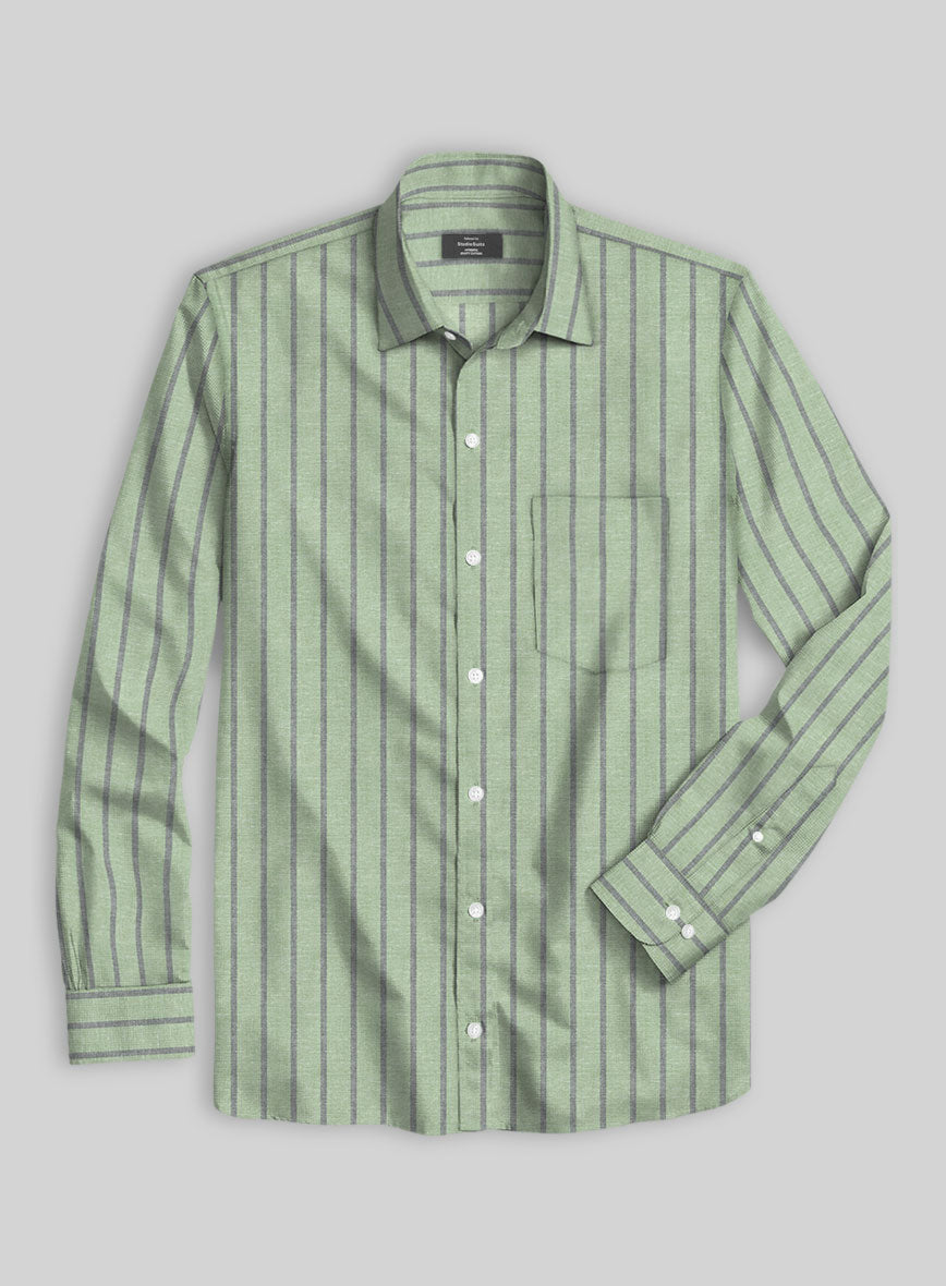 Verdigris Stripe Organic Cotton Shirt - StudioSuits
