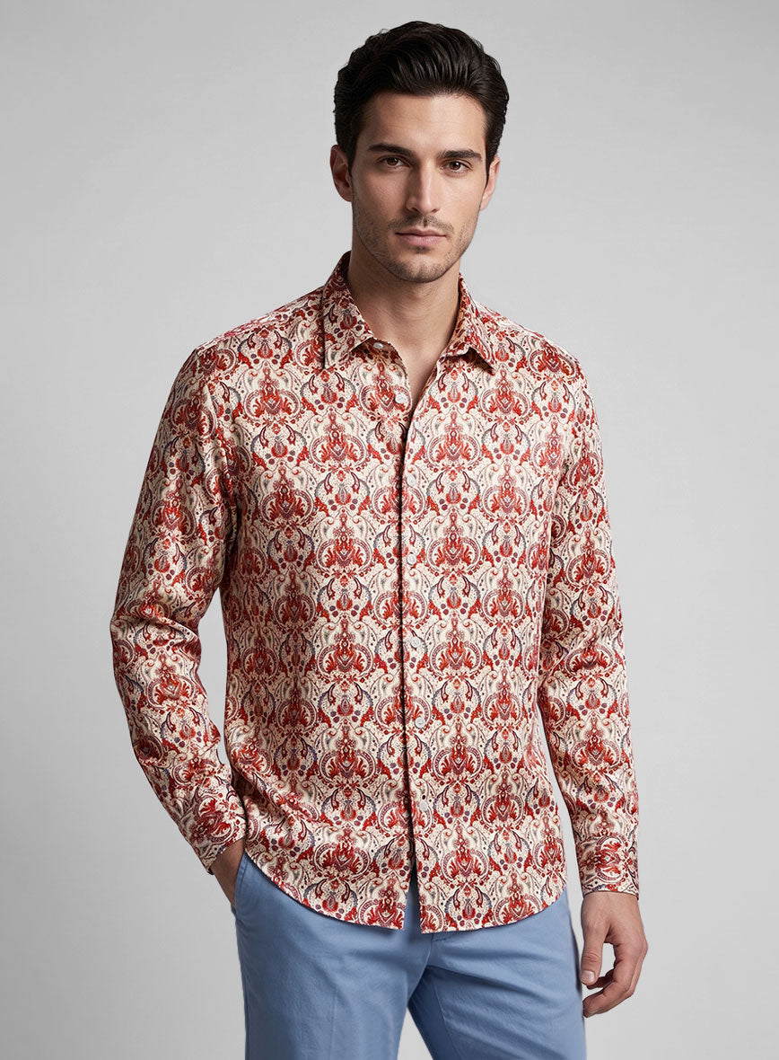 Vermello Regale Silk Cotton Shirt - StudioSuits