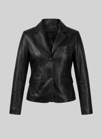 Verona Noir Leather Blazer - StudioSuits