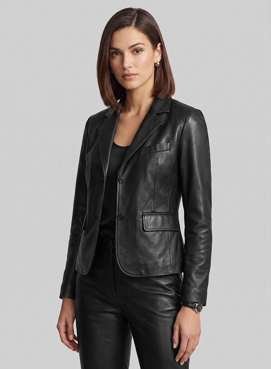 Verona Noir Leather Blazer - StudioSuits