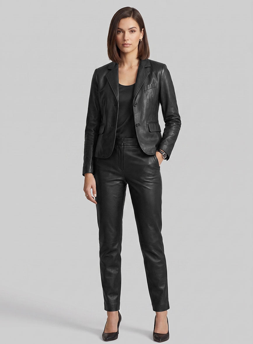 Verona Noir Leather Blazer - StudioSuits