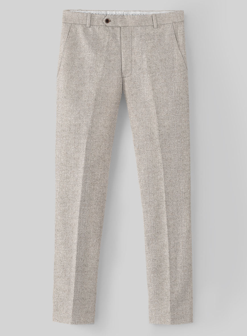 Vintage Herringbone Light Beige Tweed Suit - StudioSuits