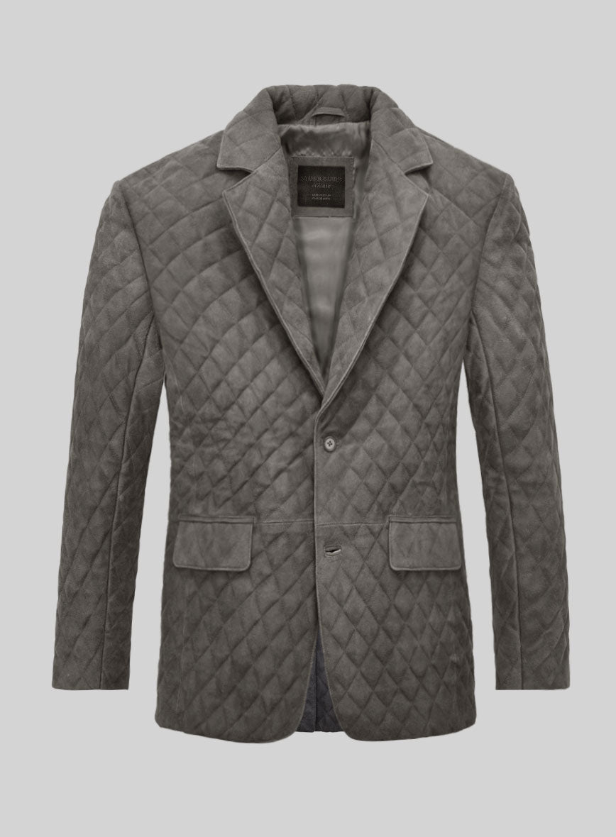 Vintage Dirty Gray Bocelli Quilted Leather Blazer - StudioSuits