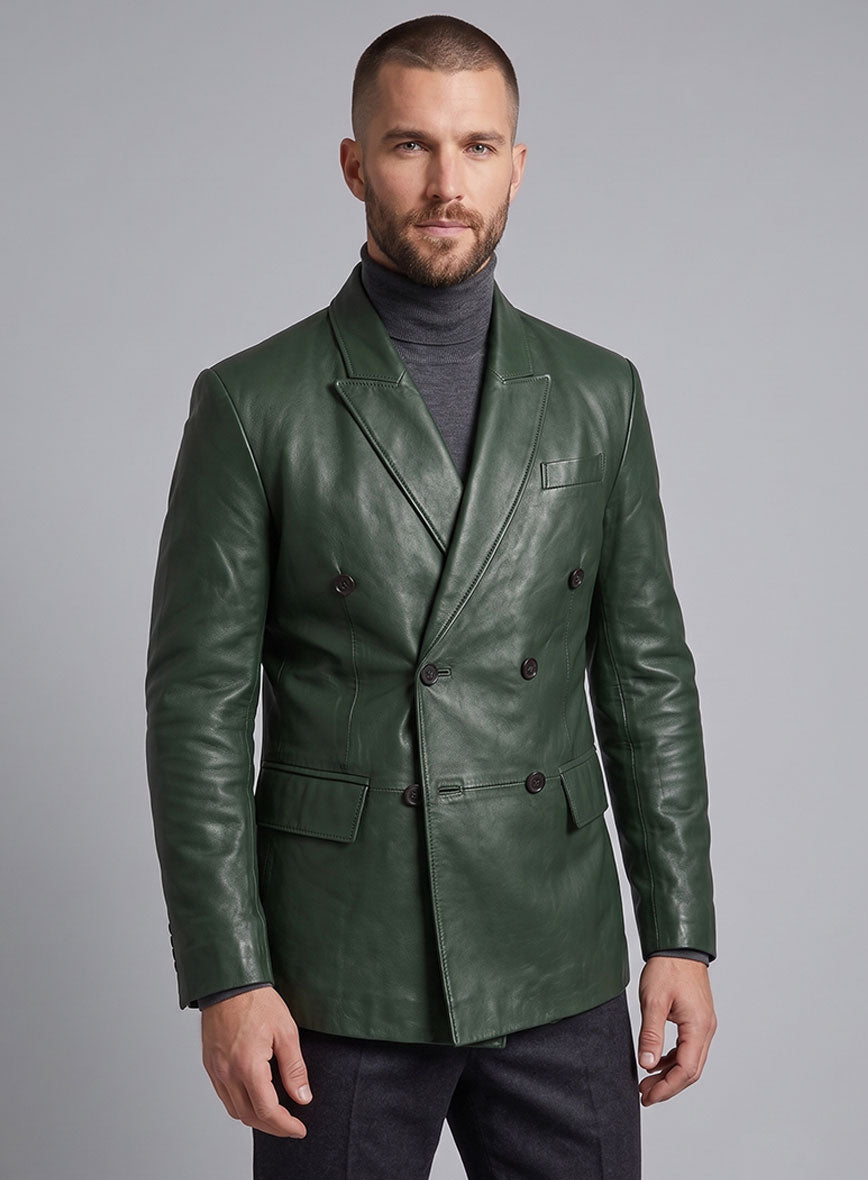 Vintage Green Leather Blazer - StudioSuits