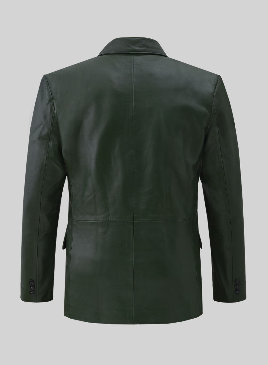 Vintage Green Leather Blazer - StudioSuits