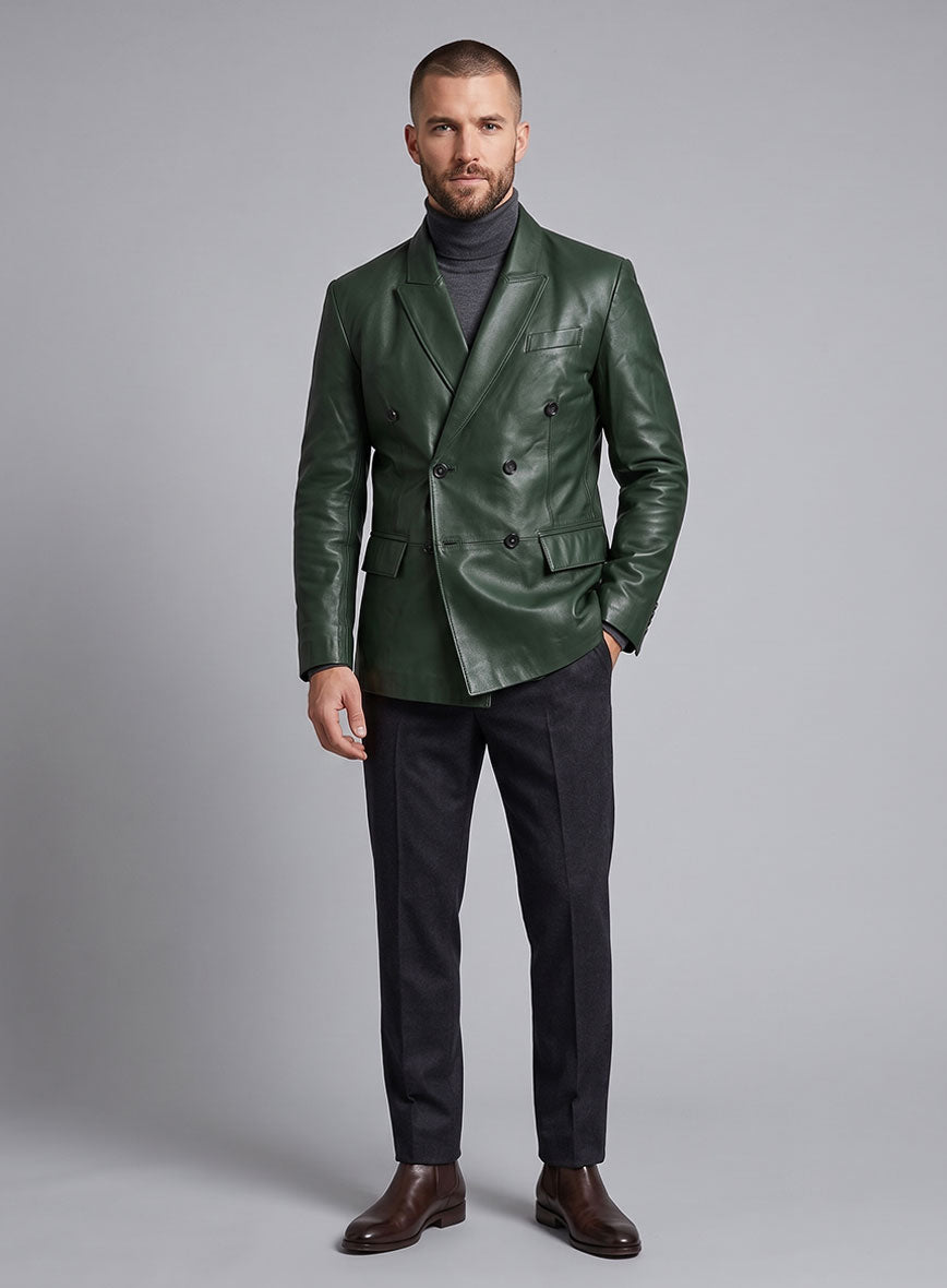 Vintage Green Leather Blazer - StudioSuits