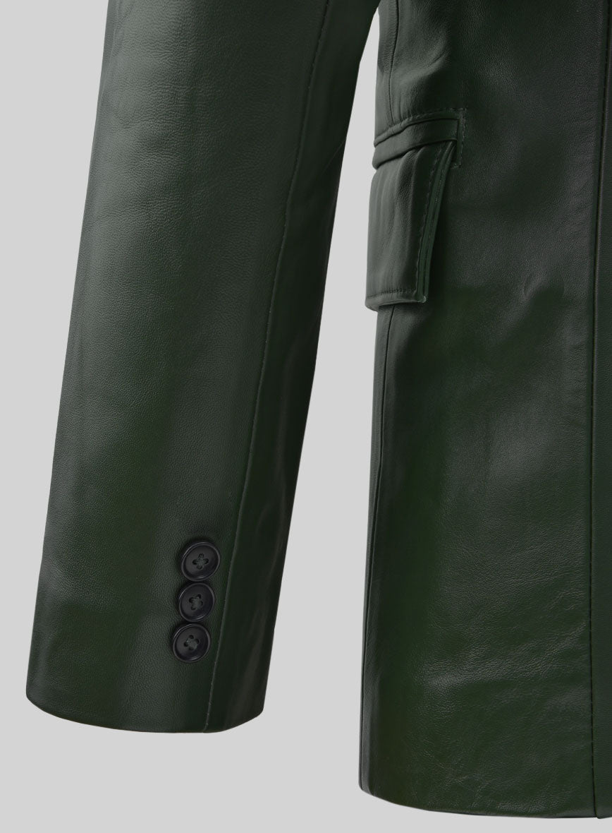 Vintage Green Leather Blazer - StudioSuits