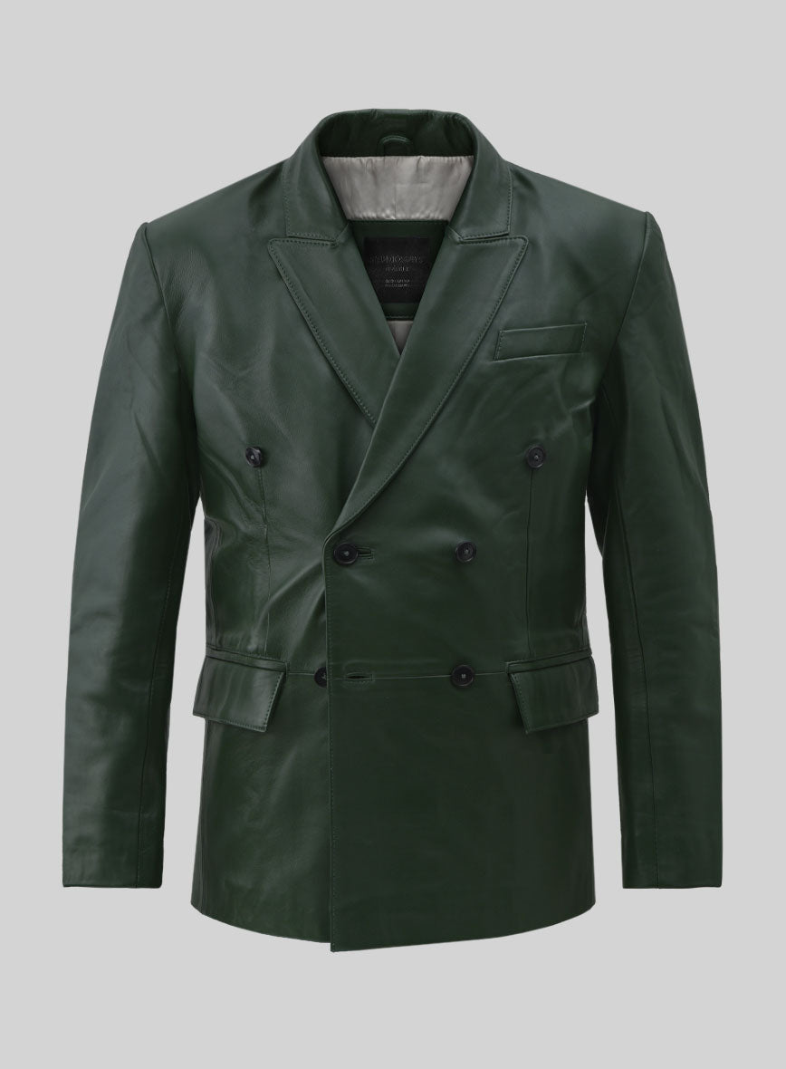 Vintage Green Leather Blazer - StudioSuits