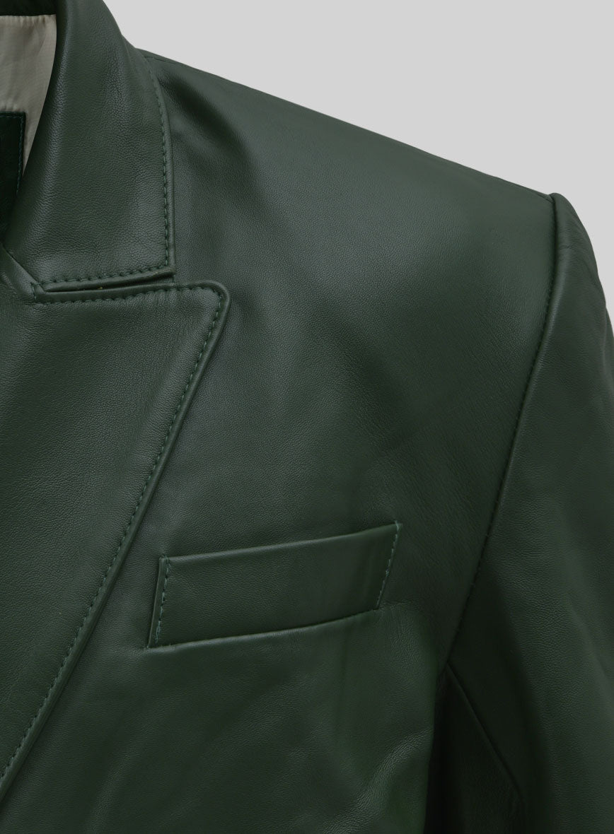 Vintage Green Leather Blazer - StudioSuits