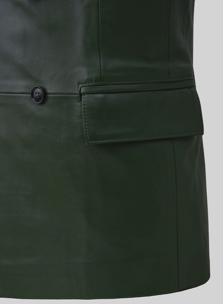 Vintage Green Leather Blazer - StudioSuits