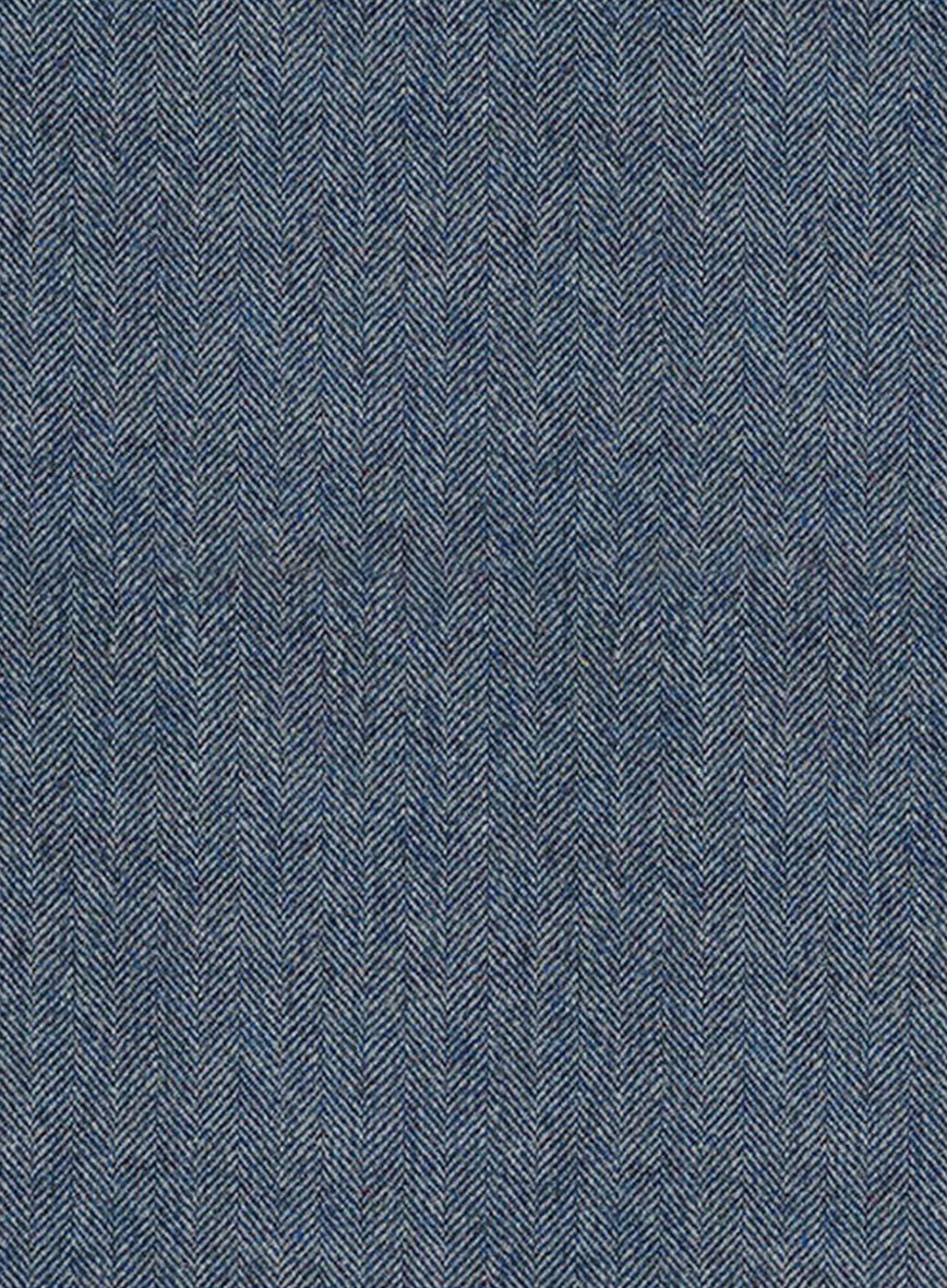 Vintage Herringbone Blue Tweed Double Breasted Jacket - StudioSuits