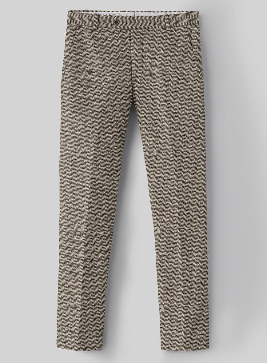 Vintage Herringbone Brown Tweed Double Breasted Suit - StudioSuits
