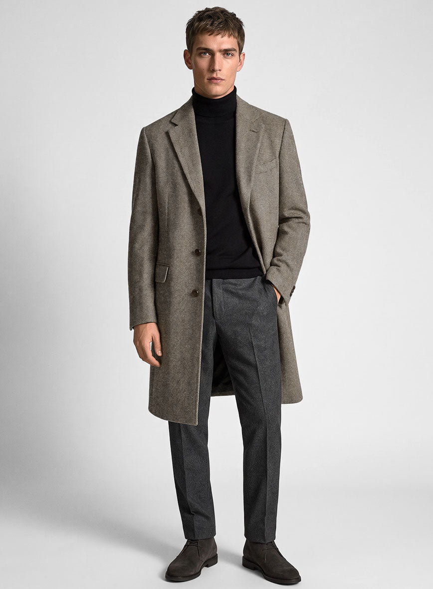 Vintage Herringbone Brown Tweed Overcoat - StudioSuits