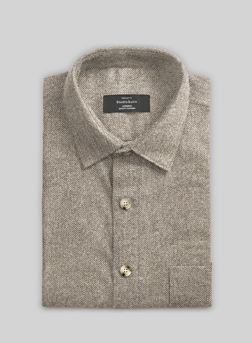 Vintage Herringbone Brown Tweed Shirt - StudioSuits