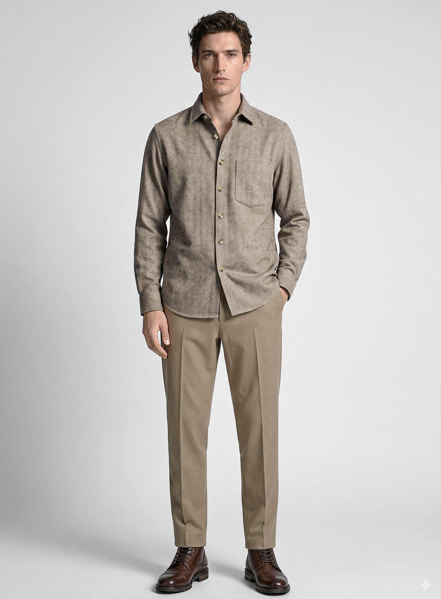 Vintage Herringbone Brown Tweed Shirt - StudioSuits