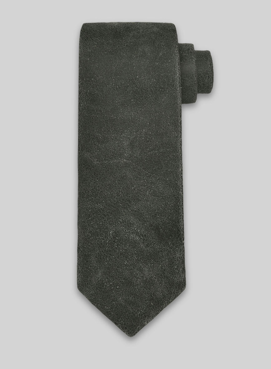 Vintage Italian Olive Leather Tie - StudioSuits
