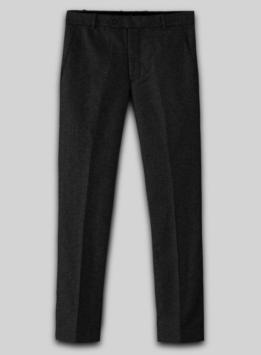 Vintage Plain Black Tweed Double Breasted Suit - StudioSuits