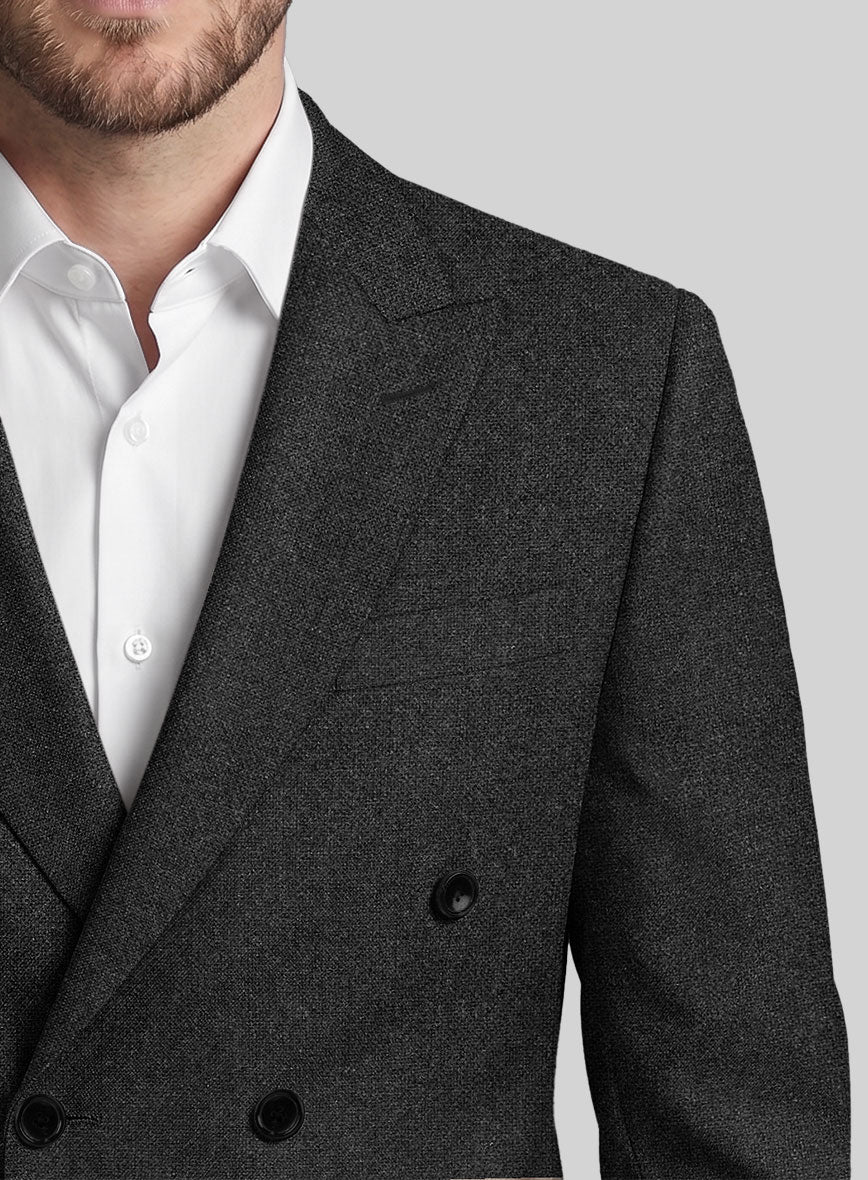 Vintage Rope Weave Charcoal Tweed Double Breasted Suit - StudioSuits