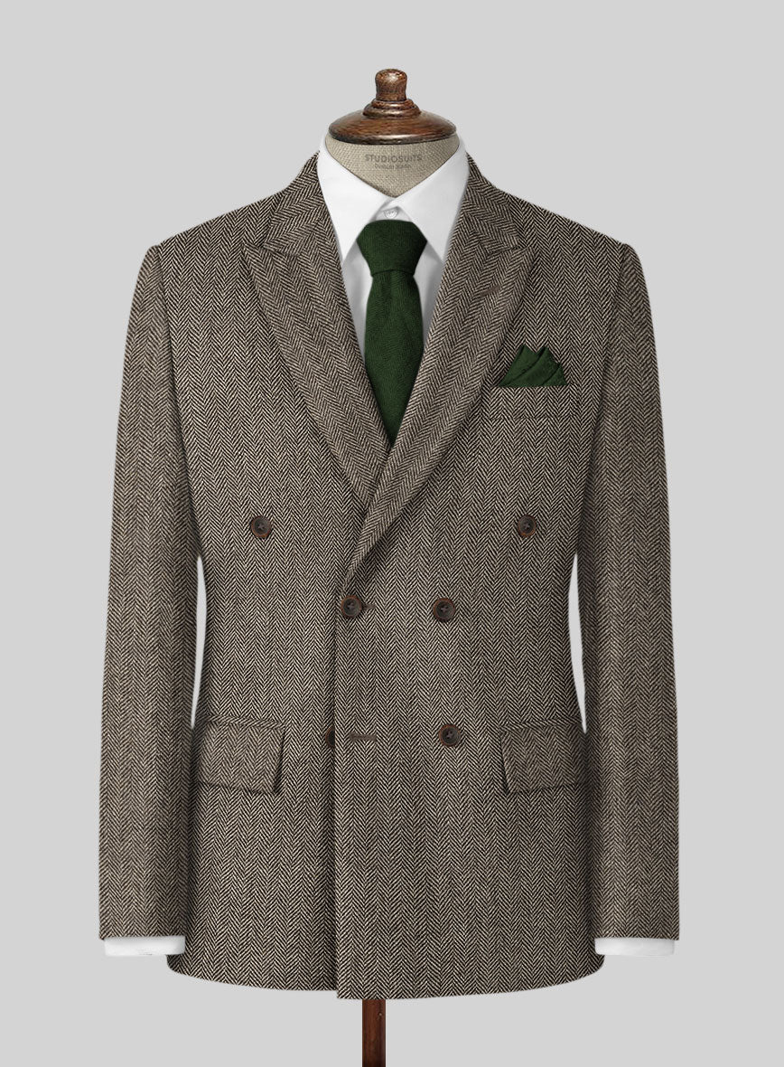 Vintage Dark Brown Herringbone Tweed Suit - StudioSuits