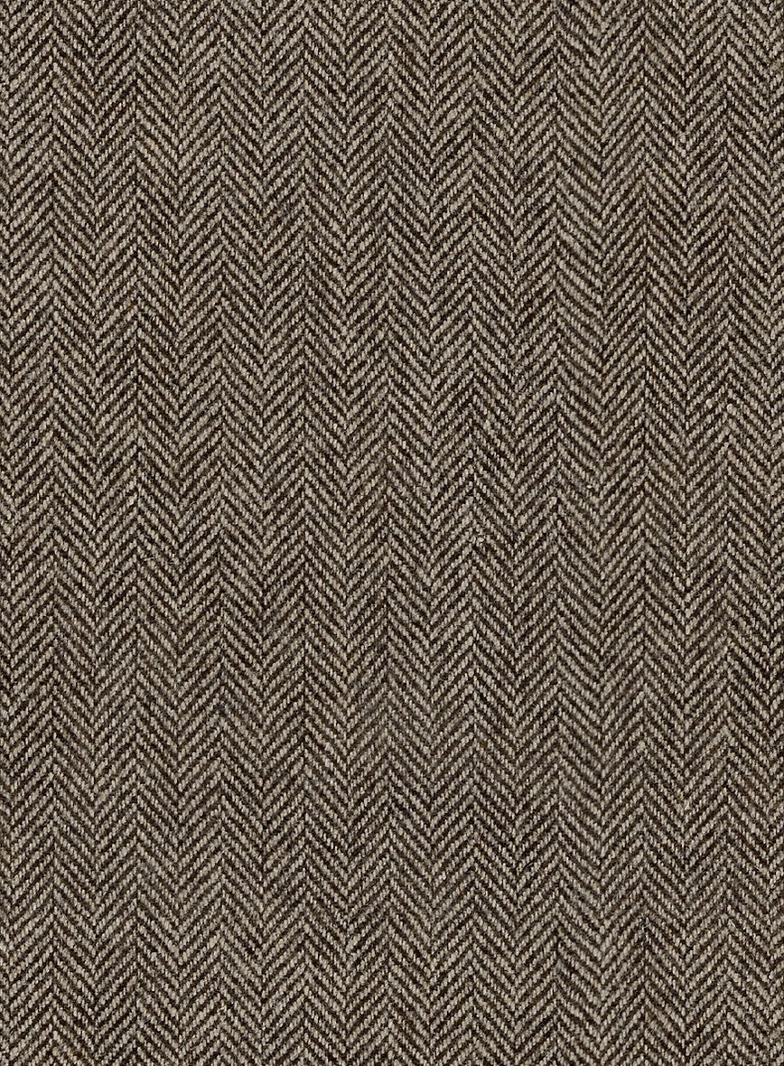 Vintage Dark Brown Herringbone Tweed Overcoat - StudioSuits